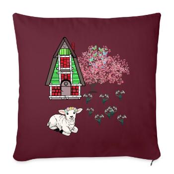 Joyeuses Pâques Agneau Schaff Pâques Nature Printemps - Housse de coussin décorative 45 x 45 cm - bordeaux - Devant