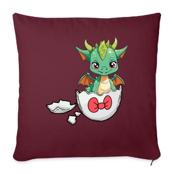 Drache Drachen Eierschale schlüpfen Baby Kind - Sofakissenbezug 45 x 45 cm - Burgunderrot - Vorne