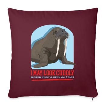 Cadeau de morse morse - Housse de coussin décorative 45 x 45 cm - bordeaux - Devant