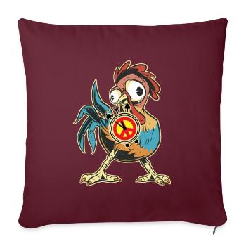 Poulet Coq Paix Réveil Paix Paix Paix Mondiale - Housse de coussin décorative 45 x 45 cm - bordeaux - Devant
