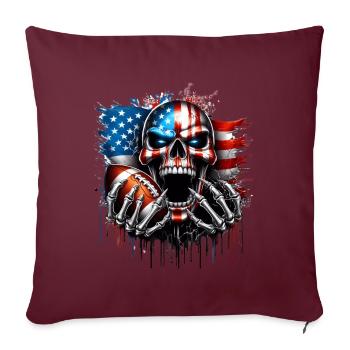 Conception de crâne patriotique football américain - Housse de coussin décorative 45 x 45 cm - bordeaux - Devant