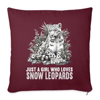 Léopard des neiges Schneeleoparden Schneeleopard - Housse de coussin décorative 45 x 45 cm - bordeaux - Devant