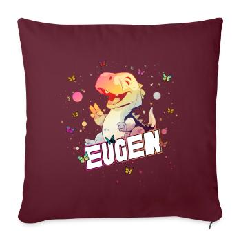 EUGEN - Beau prénom de garçon avec mignon DINO T-REX - Housse de coussin décorative 45 x 45 cm - bordeaux - Devant