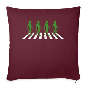 Aliens Crossing Road : un drôle de fans de science-fiction - Housse de coussin décorative 45 x 45 cm - bordeaux - Devant