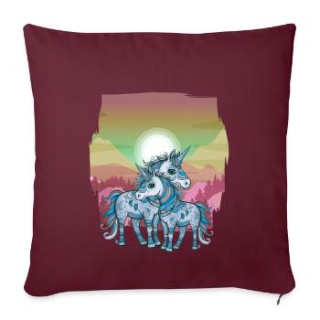 Einhörner Einhorn Schamane Natur Wald indianisch - Sofakissenbezug 45 x 45 cm - Burgunderrot - Vorne
