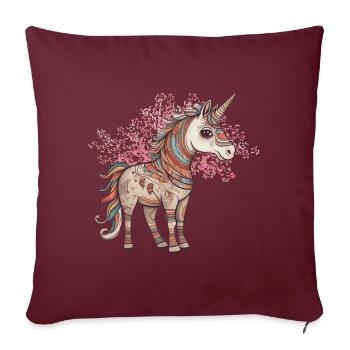 Einhörner Einhorn Schamane Natur Wald indianisch - Sofakissenbezug 45 x 45 cm - Burgunderrot - Vorne