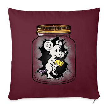 Message dans une bouteille fromage souris souris rat salutation anniversaire - Housse de coussin décorative 45 x 45 cm - bordeaux - Devant