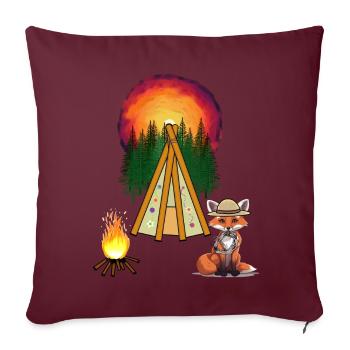 Tipi Lagerfeuer Wilder Westen Fuchs Wald Western - Sofakissenbezug 45 x 45 cm - Burgunderrot - Vorne