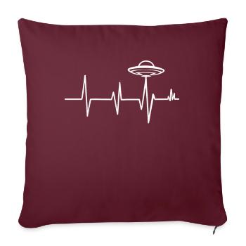 Heartbeat Design mit UFO - Sofakissenbezug 45 x 45 cm - Burgunderrot - Vorne