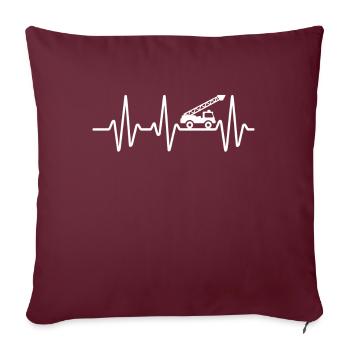 Conception de battements de cœur avec camion de pompiers - Housse de coussin décorative 45 x 45 cm - bordeaux - Devant