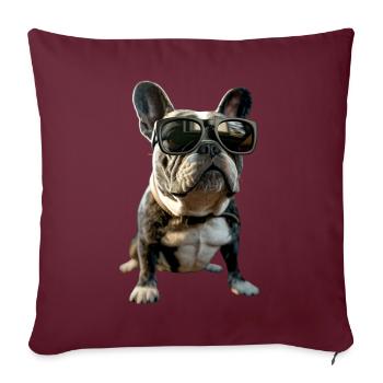 Bouledogue français motif chien bouledogues dogue allemand - Housse de coussin décorative 45 x 45 cm - bordeaux - Devant