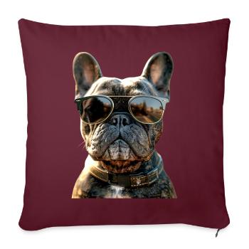 Bouledogue français motif chien bouledogues dogue allemand - Housse de coussin décorative 45 x 45 cm - bordeaux - Devant