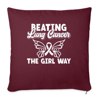Ruban blanc du Mois de la sensibilisation au cancer du poumon - Housse de coussin décorative 45 x 45 cm - bordeaux - Devant