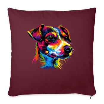 Jack Russell Terrier Couleurs vives Chiens Russells - Housse de coussin décorative 45 x 45 cm - bordeaux - Devant