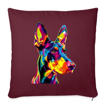 Doberman chien couleurs vives Pop Art Dobermans - Housse de coussin décorative 45 x 45 cm - bordeaux - Devant