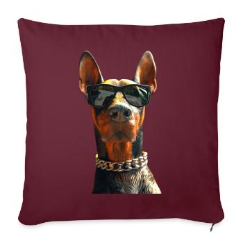 Dobermann Hunde Motiv Wachhund Stolze Dobermänner - Sofakissenbezug 45 x 45 cm - Burgunderrot - Vorne