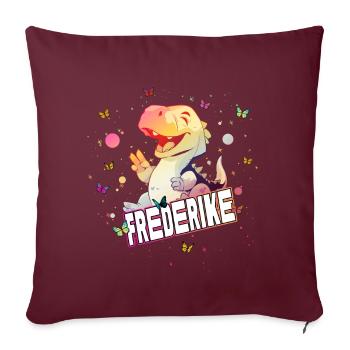 FREDERIKE - Beau prénom FILLE avec mignon DINO - Housse de coussin décorative 45 x 45 cm - bordeaux - Devant