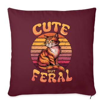 Niedliche, aber wilde Katze Retro Sonnenuntergang Lustiges Design - Sofakissenbezug 45 x 45 cm - Burgunderrot - Vorne