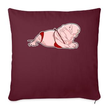 Laid, Rat-taupe nu avec un bikini - Housse de coussin décorative 45 x 45 cm - bordeaux - Devant