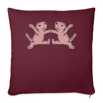 Rats taupes nus dansant Boogie Woogie - Housse de coussin décorative 45 x 45 cm - bordeaux - Devant