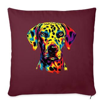 Chiens Dalmatiens Couleurs Colorées Pop Art Arc-en-ciel - Housse de coussin décorative 45 x 45 cm - bordeaux - Devant