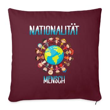contre le racisme, contre la droite, contre les nazis, l’amour - Housse de coussin décorative 45 x 45 cm - bordeaux - Devant