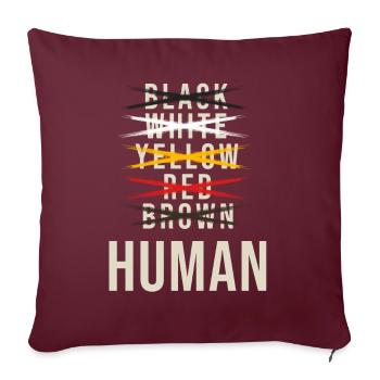 contre le racisme, contre la droite, contre les nazis, l’amour - Housse de coussin décorative 45 x 45 cm - bordeaux - Devant