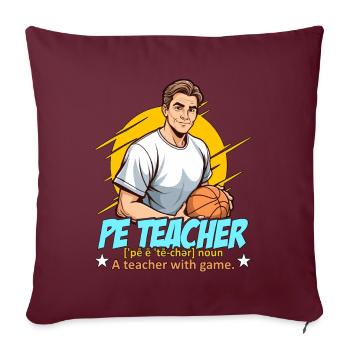 Instructeur P.E Nom de l’enseignant P.E Un entraîneur personnel - Housse de coussin décorative 45 x 45 cm - bordeaux - Devant
