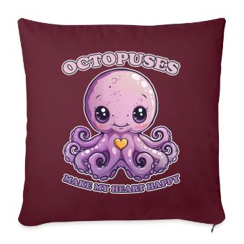 Lustiges Kraken Kopffüßer Tintenfisch Geschenk - Sofakissenbezug 45 x 45 cm - Burgunderrot - Vorne
