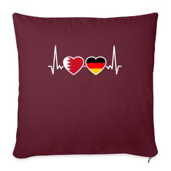Bahrain Deutschland Herzschlag Flagge Bahraini - Sofakissenbezug 45 x 45 cm - Burgunderrot - Vorne