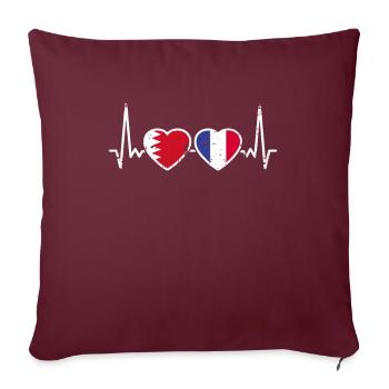 Bahreïn France Vintage Heartbeat Flag - Housse de coussin décorative 45 x 45 cm - bordeaux - Devant