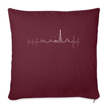 Paris France Heartbeat France Tour City Trip - Sofakissenbezug 45 x 45 cm - Burgunderrot - Vorne