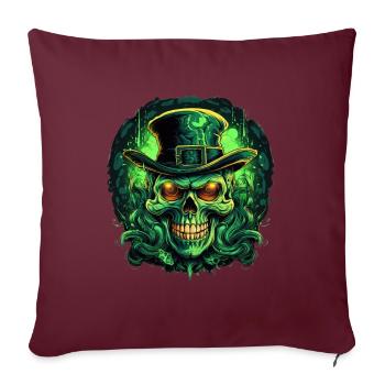 Gruseliger Schädel mit Zylinder Halloween Kunst - Sofakissenbezug 45 x 45 cm - Burgunderrot - Vorne
