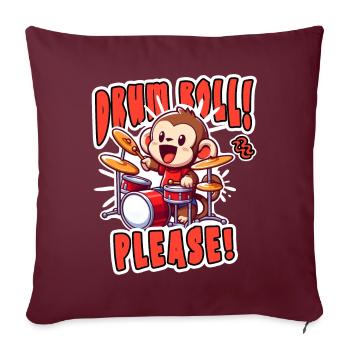 Roulement de tambour s’il vous plaît : Singe drôle sur les tambours - Housse de coussin décorative 45 x 45 cm - bordeaux - Devant