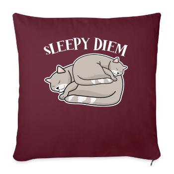 Chats Fatigué Sommeil Chat Sieste Sommeil - Housse de coussin décorative 45 x 45 cm - bordeaux - Devant