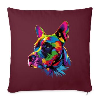 Pitbull Bulldog Couleurs vives Pitbull Terrier - Housse de coussin décorative 45 x 45 cm - bordeaux - Devant