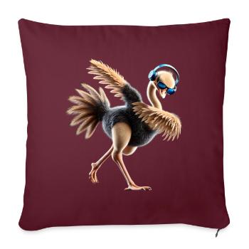 Lustiges Dabbing Straus Vogel Tierliebhaber Strauß - Sofakissenbezug 45 x 45 cm - Burgunderrot - Vorne