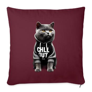 Drôle Britannique Shorthair Chill Out Chat Chill Out - Housse de coussin décorative 45 x 45 cm - bordeaux - Devant