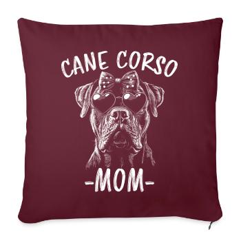 Cane Corso Italiano Maman Maman Cane Corso Cadeau - Housse de coussin décorative 45 x 45 cm - bordeaux - Devant