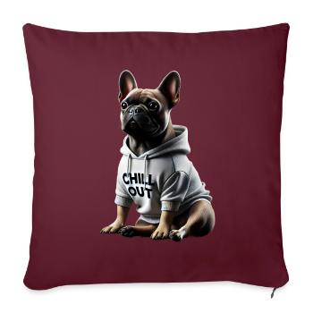 Funny French Bulldog Chill Out Chill Out - Sofa pillowcase 17,3'' x 17,3'' (45 x 45 cm) - burgundy - Front