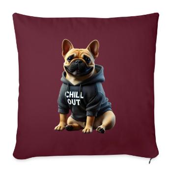 Funny French Bulldog Chill Out Chill Out - Sofa pillowcase 17,3'' x 17,3'' (45 x 45 cm) - burgundy - Front