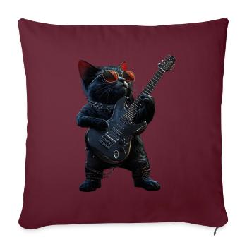Funny Rock Guitar Cats Music Guitarist Cat - Sofa pillowcase 17,3'' x 17,3'' (45 x 45 cm) - burgundy - Front
