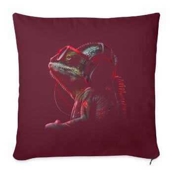 Chameleon Animal Animal Lover Headphones Reptiles - Sofa pillowcase 17,3'' x 17,3'' (45 x 45 cm) - burgundy - Front