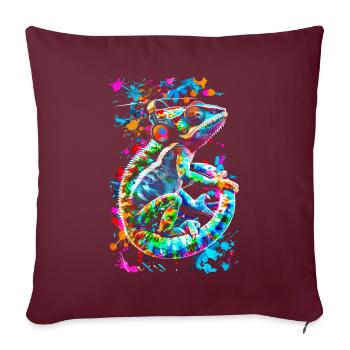 Caméléon Animal Amoureux des animaux Casque Reptiles - Housse de coussin décorative 45 x 45 cm - bordeaux - Devant