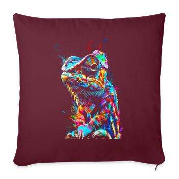 Chamäleon Motiv Tier Tierliebhaber Reptilien Echse - Sofakissenbezug 45 x 45 cm - Burgunderrot - Vorne