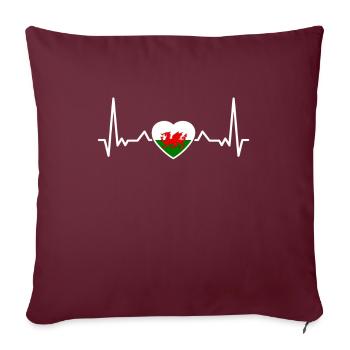 Pays de Galles Battement de cœur Drapeau gallois Gallois - Housse de coussin décorative 45 x 45 cm - bordeaux - Devant