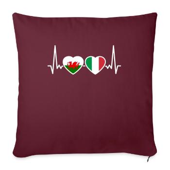 Pays de Galles Italie Battement de cœur Drapeau Italiens Gallois - Housse de coussin décorative 45 x 45 cm - bordeaux - Devant