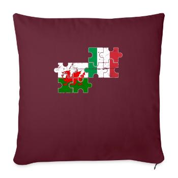 Pays de Galles Italie Vintage Drapeau Italien Gallois - Housse de coussin décorative 45 x 45 cm - bordeaux - Devant