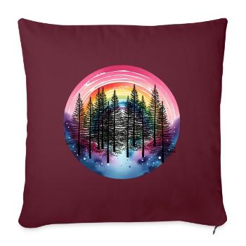 Arc-en-ciel, forêt, nature, amoureux de la nature, épinette - Housse de coussin décorative 45 x 45 cm - bordeaux - Devant