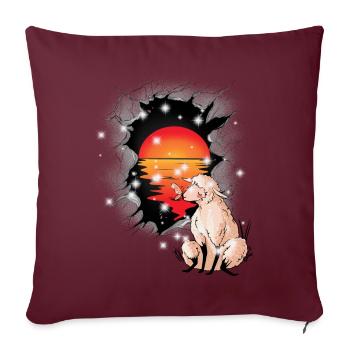 Schaf Schafe Sonnenuntergang Lamm Lämmer Kind - Sofakissenbezug 45 x 45 cm - Burgunderrot - Vorne